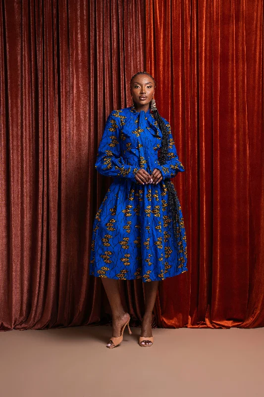 Members Only YOMI African Print Midi Dress (pussybow)