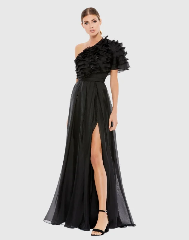 Reduced Prices Ruffle Layered One Shoulder Gown