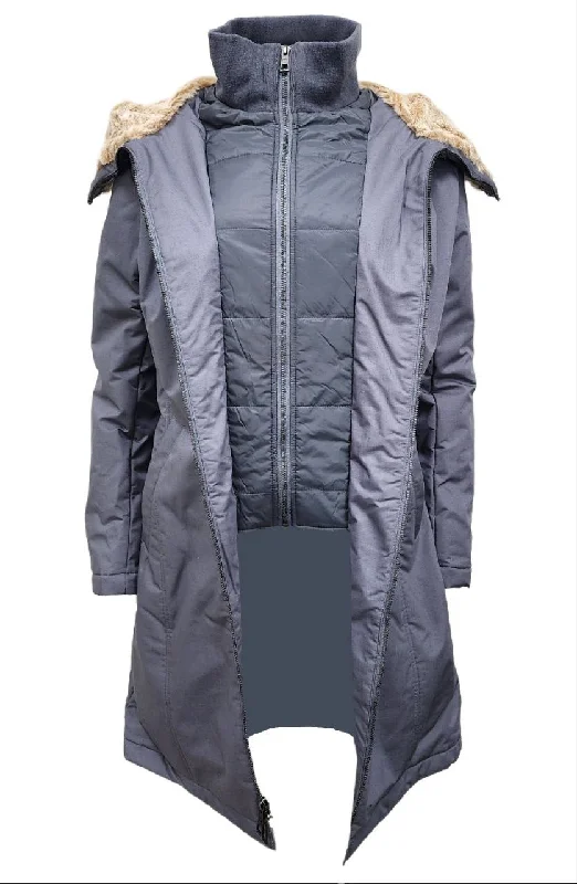 Daily Deals HoodLamb Women's Grey 2-1 Long Natural Hemp Inner Vest Puffer NWT