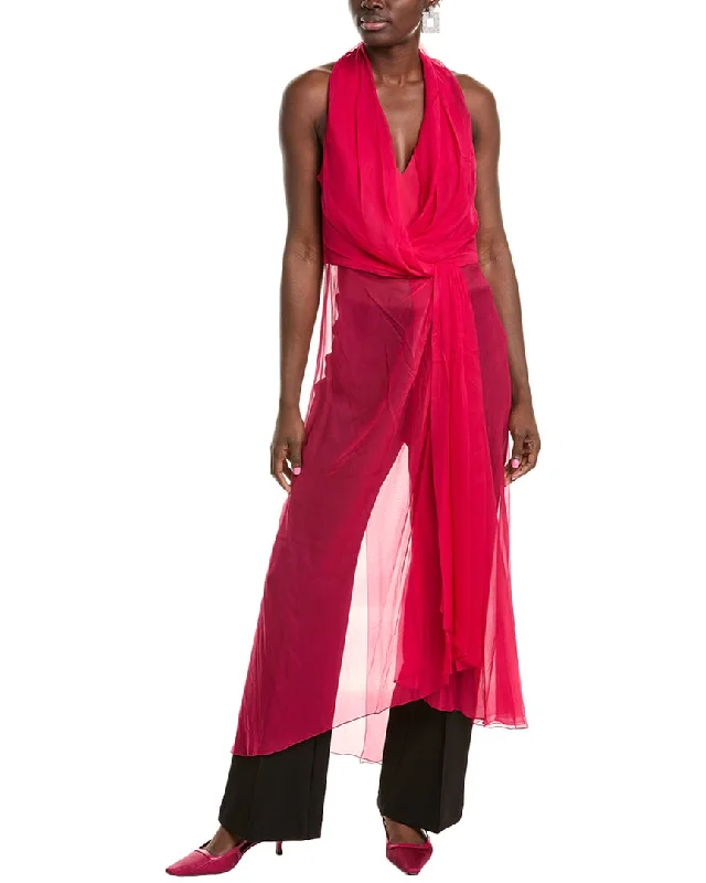 Holiday Sale Alberta Ferretti Halter Silk Chiffon Gown