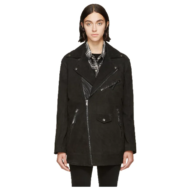 Special Savings BLK DNM Women's Black Suede Biker Jacket $895 NWOT