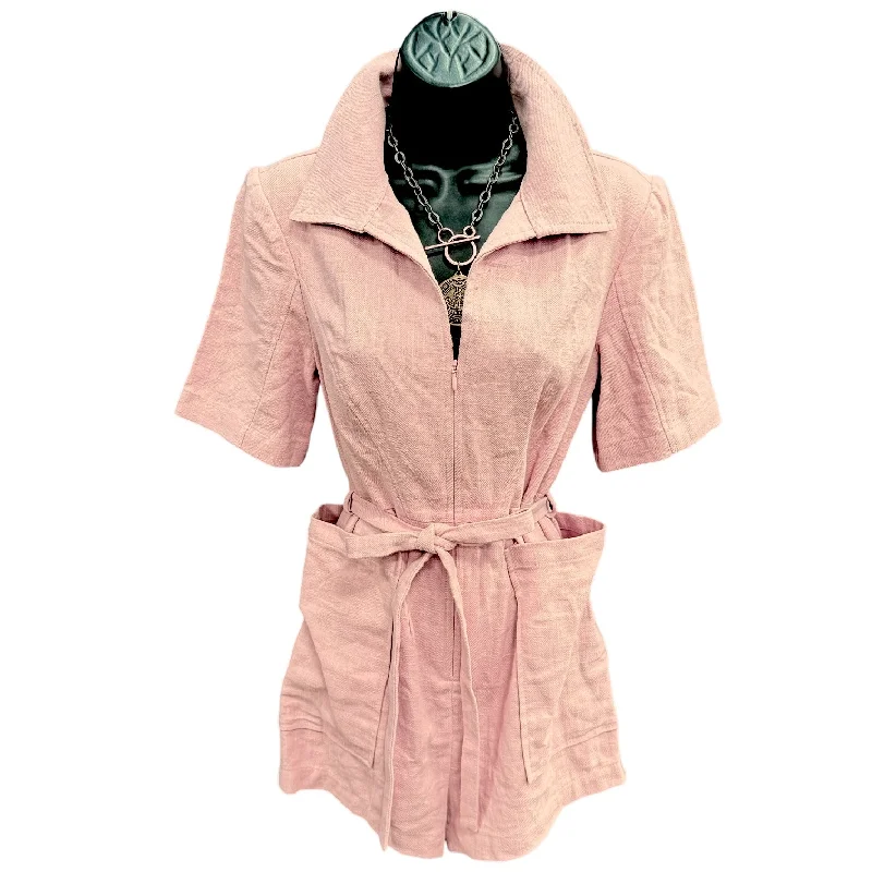 Deal Mania Zip Up Linen Romper By Du Paradis In Peach, Size: 2