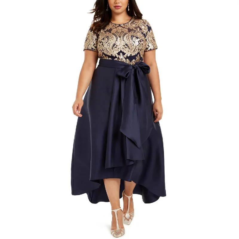 Must-Have Deals Plus Womens Sequined Short Sleeve Evening Dress