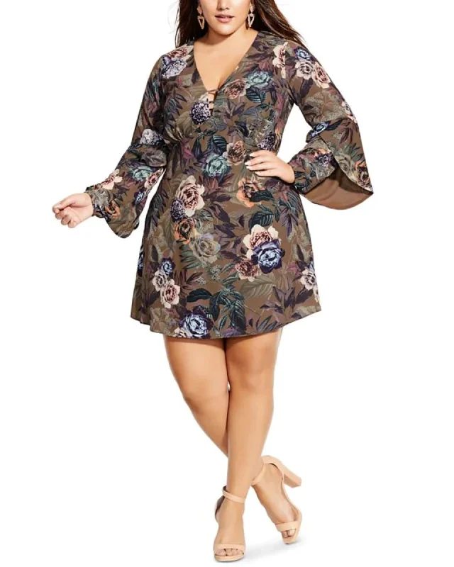 Factory Direct Sale City Chic Women's Plus Floral Print Office Wear to Work Dress Brown Size Petite Small | Brown Factory Direct Sale City Chic Women's Plus Floral Print Office Wear to Work Dress Brown Size Petite Small | Brown