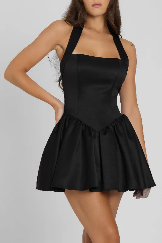 Limited Stock Hyades Halter Corset Mini Dress - Black