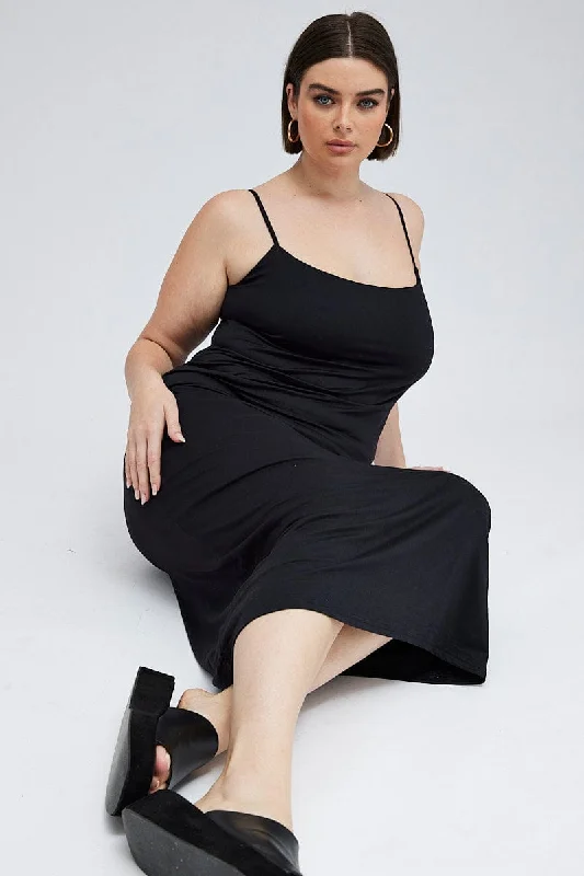 Unmissable Offer Black Bodycon Supersoft Maxidress
