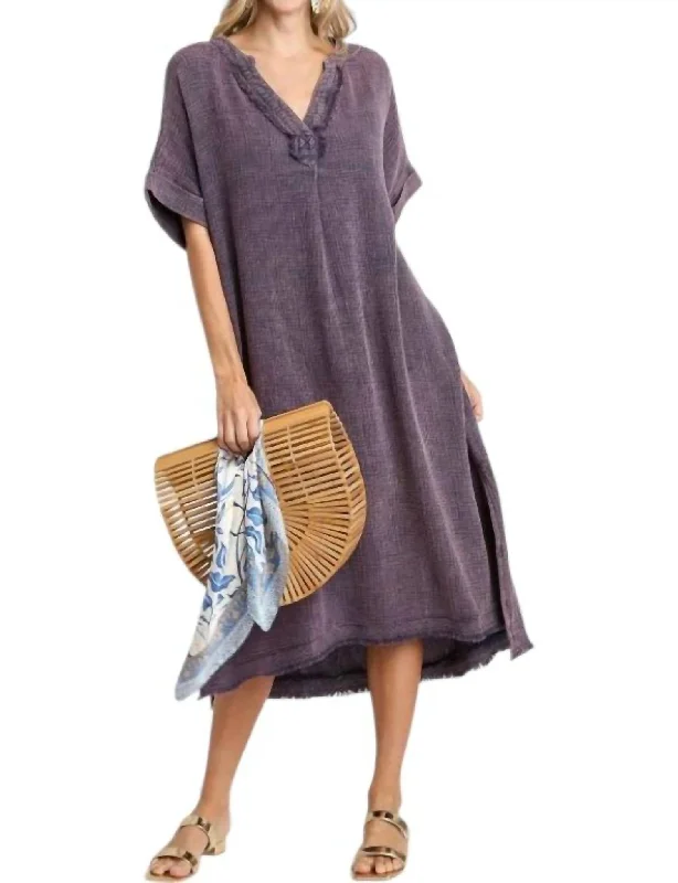 Inventory Reduction Midnight Waves Midi Dress In Purple
