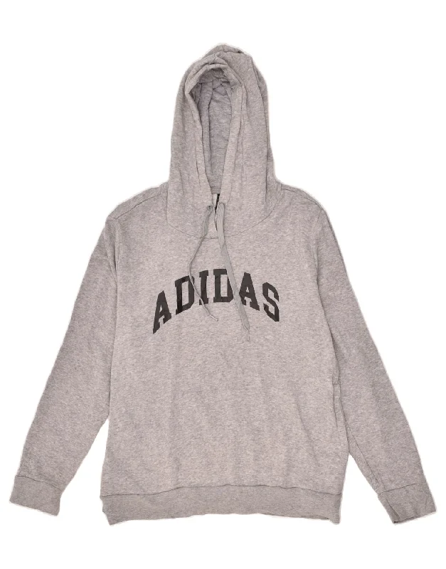 Epic Deals ADIDAS Womens Graphic Hoodie Jumper UK 16/18 Large Grey Cotton