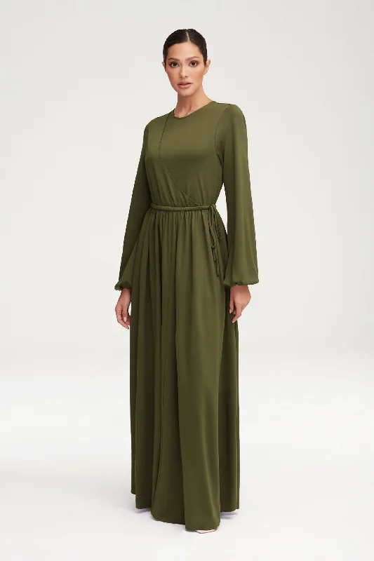Grand Opening Sale Emma Jersey Elastic Waist Maxi Dress - Khaki Green