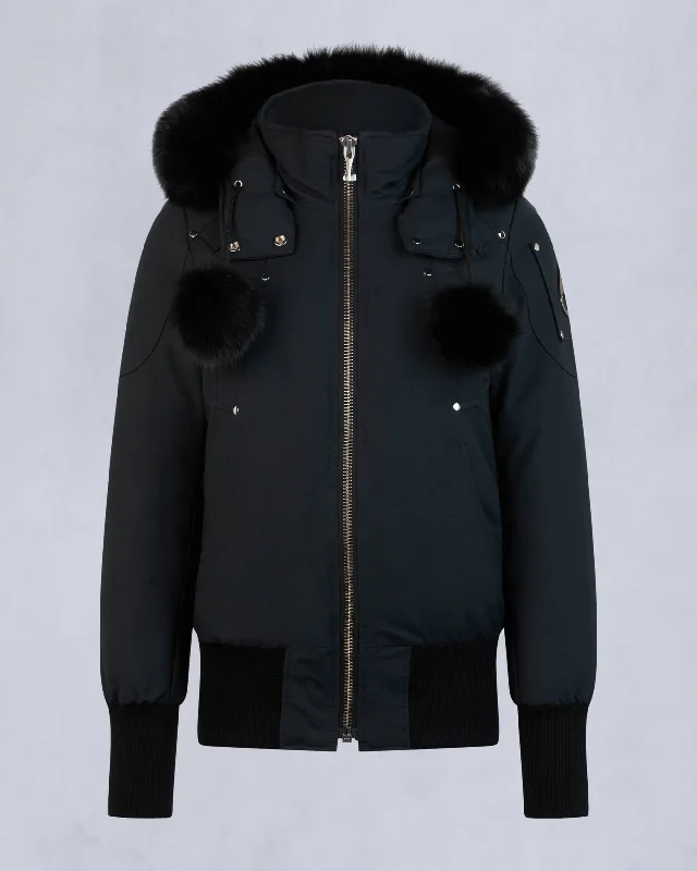 NAVY WITH BLACK FOX FUR