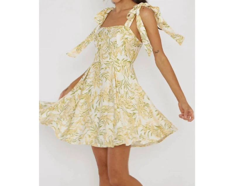 Final Clearance Floral Print Shoulder Strap Mini Dress In Multi