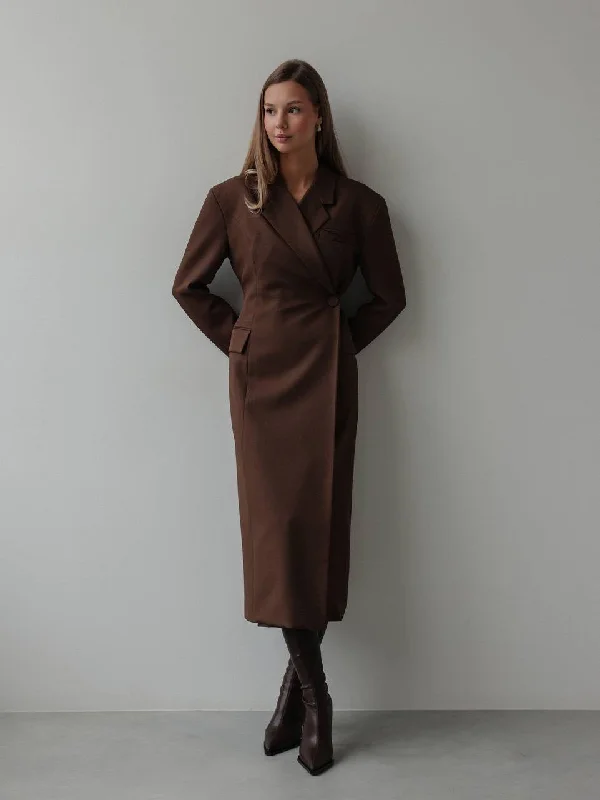 Exclusive Savings Sophisticated Brown Tailored Dress