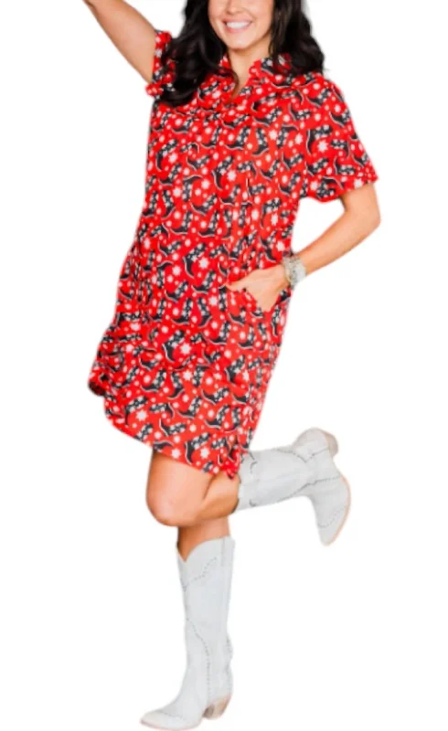 Closeout Tailgate Dress In Red And Black