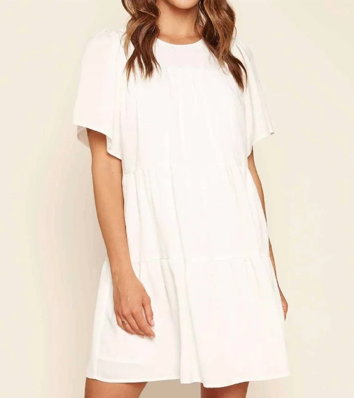 Price Rollback Isadora Babydoll Tiered Mini Dress In White