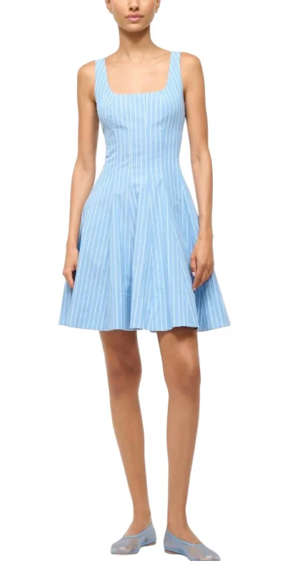 Price Meltdown Mini Wells Dress In Azure Pinstripe