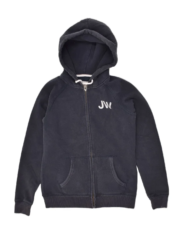 Midnight Madness JACK WILLS Womens Zip Hoodie Sweater UK 10 Small Navy Blue Cotton