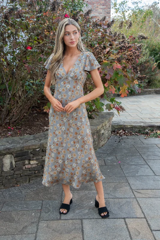 Big Savings Kaelyn Floral Empire Waist Dress, Taupe/Brown