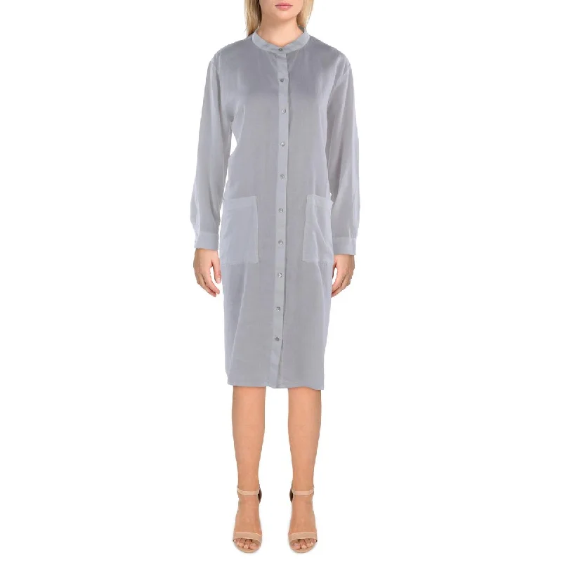 Act Fast Womens Classic Collar Midi Shirtdress
