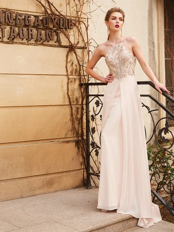 Exclusive Offers A-line/Princess Spaghetti Straps Sleeveless Beading Sweep/Brush Train Chiffon Dresses Exclusive Offers A-line/Princess Spaghetti Straps Sleeveless Beading Sweep/Brush Train Chiffon Dresses