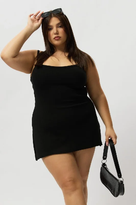Closeout Black Dress Sleeveless Scoop Neck
