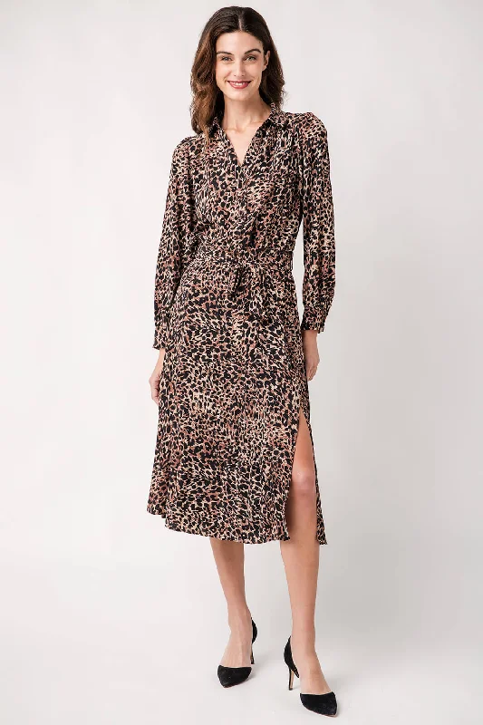 Price Drop Skies Are Blue Leopard Pleated Shirt Dress