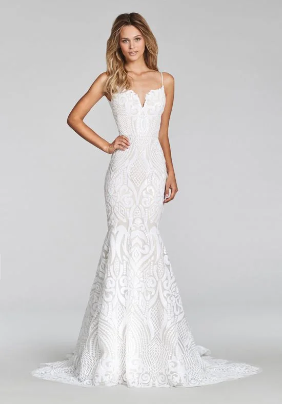 Referral Discount Hayley Paige  West Embellished Trumpet Gown BLUSH BY HAYLEY PAI