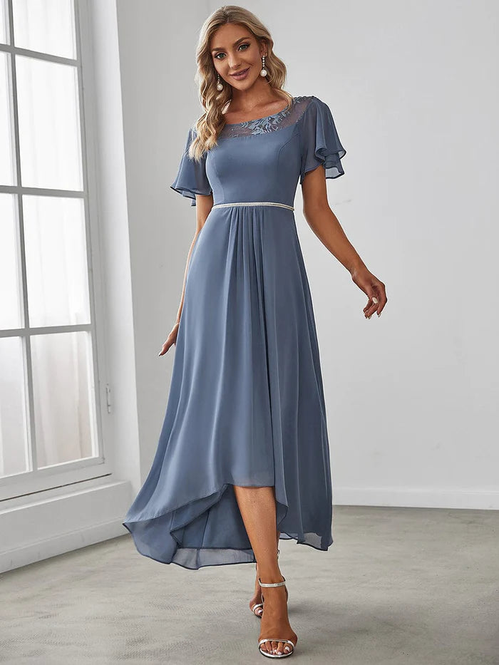 Year-End Clearance Women's Casual Boat Neck A-Line Midi Dress with Irregular Hem