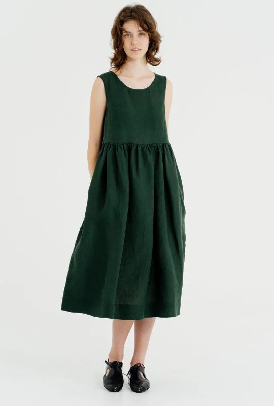 Grand Opening Sale Smock Dress, Sleeveless, Evergreen