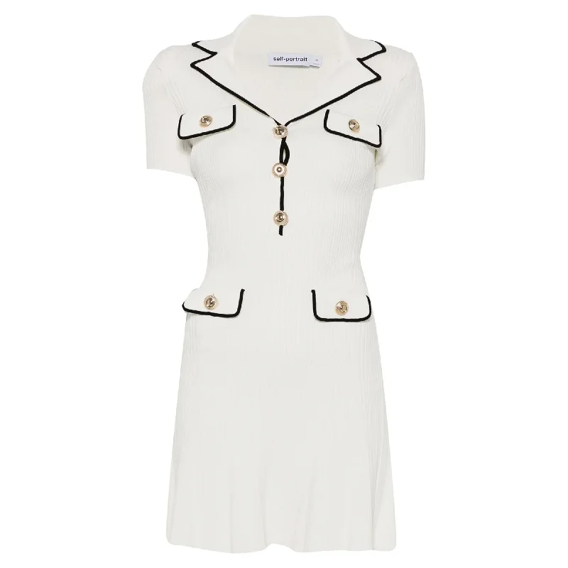 Bargain Blast White Viscose Rib Knit Mini Dress