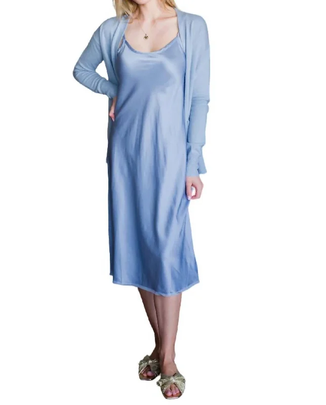 Stock Clearance Classic Slip Shiny Dress In Periwinkle