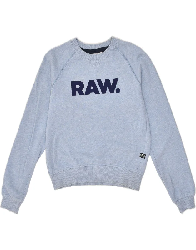 Final Clearance G-STAR Womens Straight Fit Graphic Sweatshirt Jumper UK 10 Small Blue Final Clearance G-STAR Womens Straight Fit Graphic Sweatshirt Jumper UK 10 Small Blue