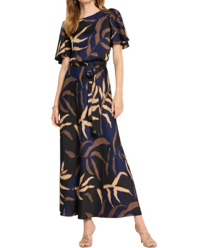 Blowout Deals Midnight Fern Brooke Dress In Indigo Multi