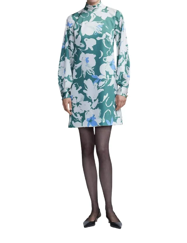 Season Finale Sale Floral Satin Crepe Elizabeth Dress In Sage