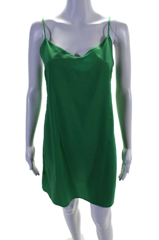 Don't Miss Pinko Womens Spaghetti Strap V Neck Lightweight Mini Slip Dress Green