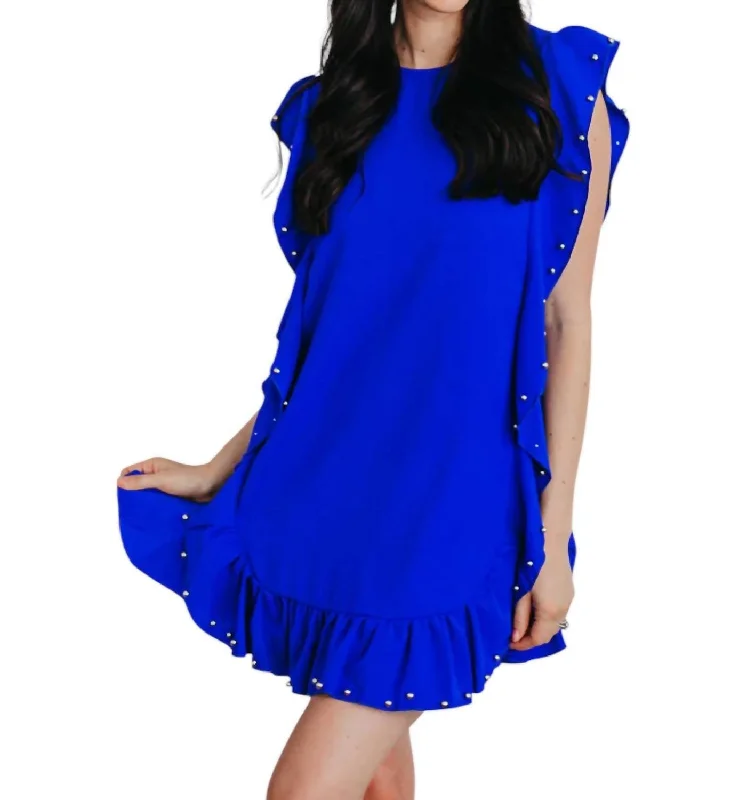 Huge Discounts Kori Ruffle Dress In Blue