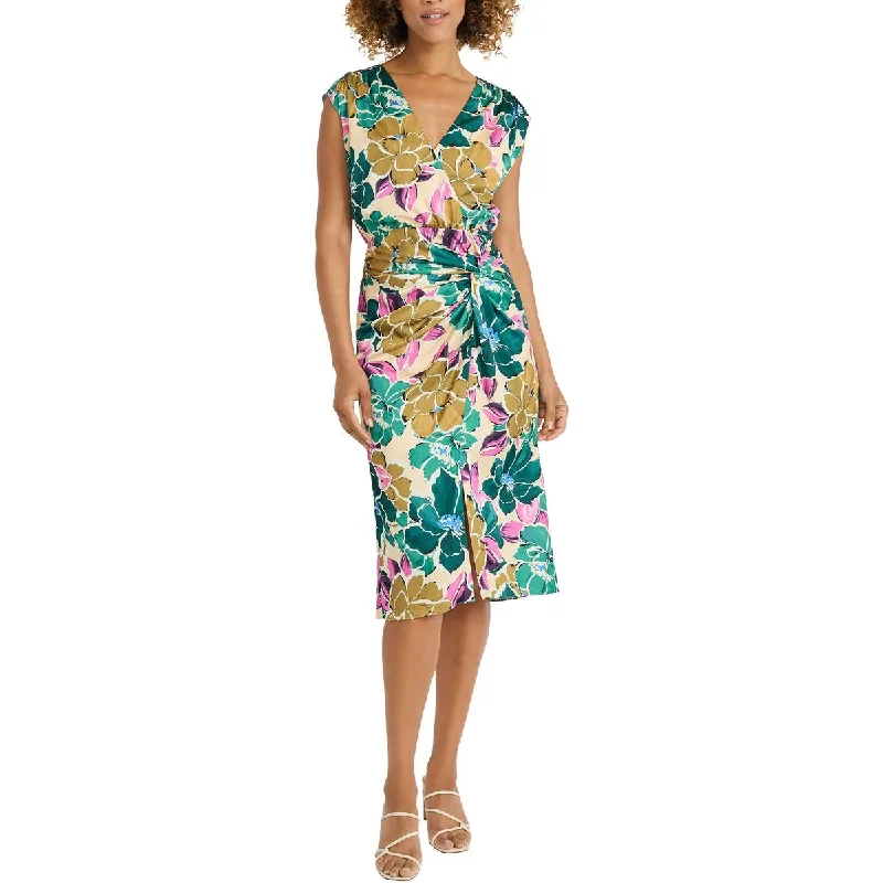 Deal Frenzy Womens Faux Wrap Ruched Cocktail And Party Dress