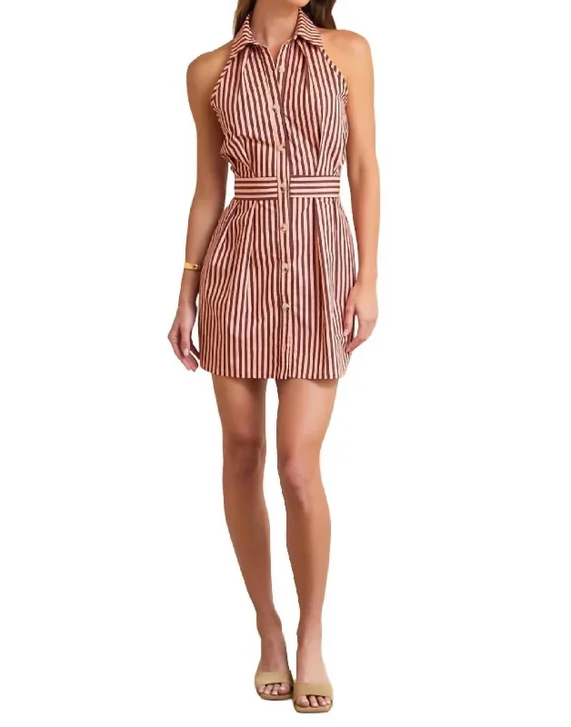 Must-Have Deals Domino Mini Dress In Oxblood Stripe