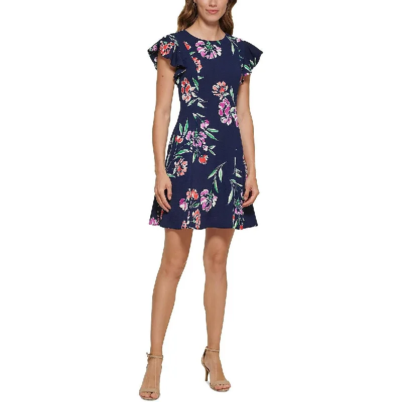 Warehouse Sale Petites Womens Floral Pockets Fit & Flare Dress