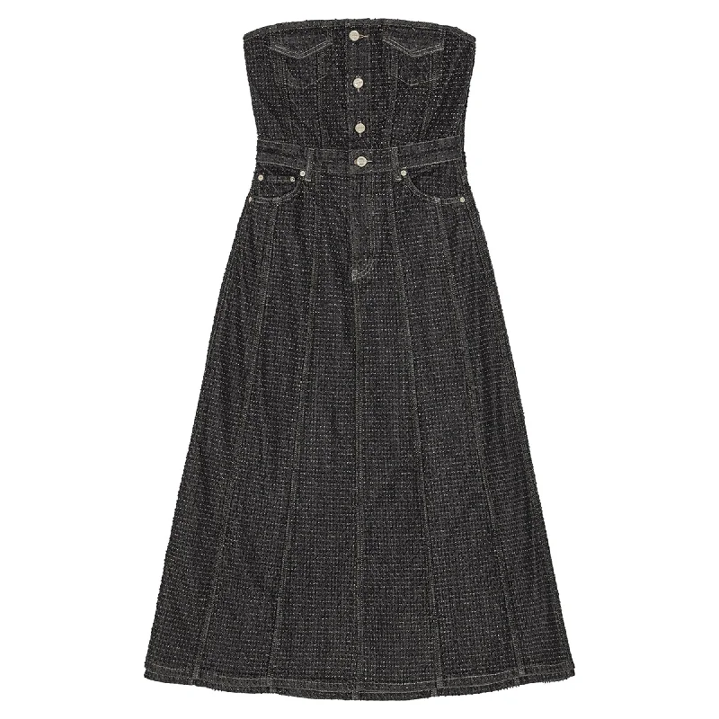 Price Buster Fluffy Denim Long Corsage Dress