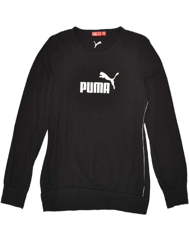 Savings Bonanza PUMA Womens Graphic Sweatshirt Jumper UK 14 Medium Black Cotton