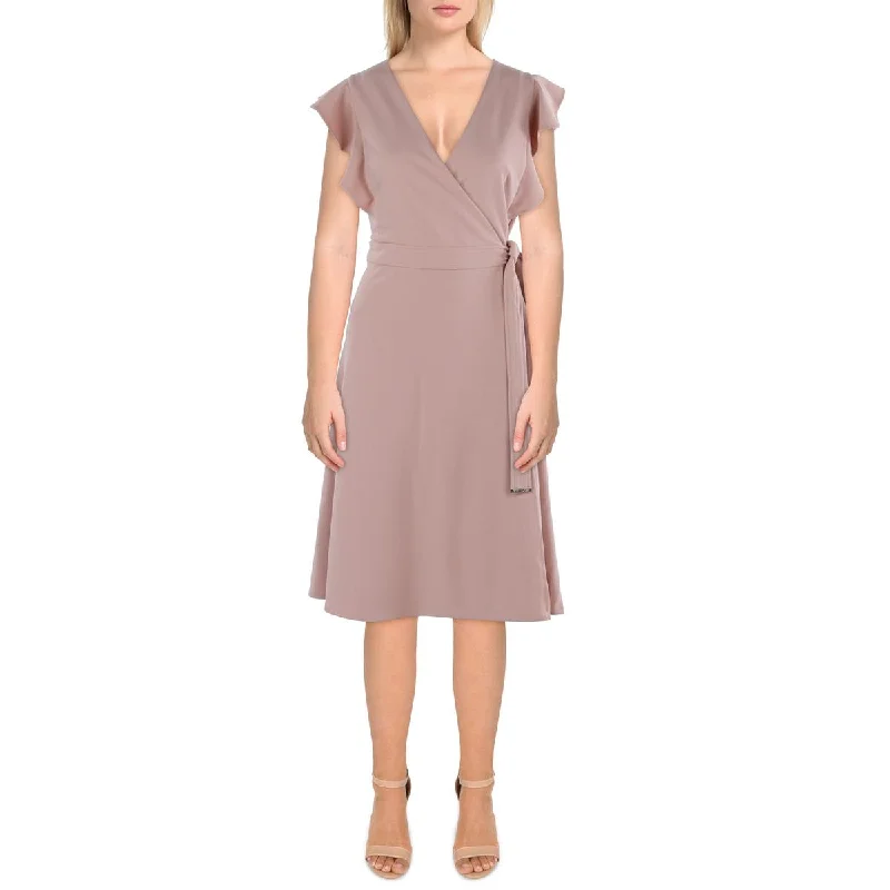 Online Only Womens Crepe Midi Wrap Dress