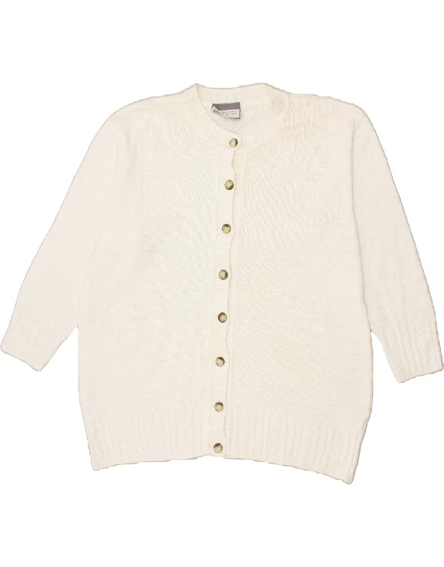 Deep Discounts ONYX Womens Abstract Pattern Cardigan Sweater UK 14 Medium White