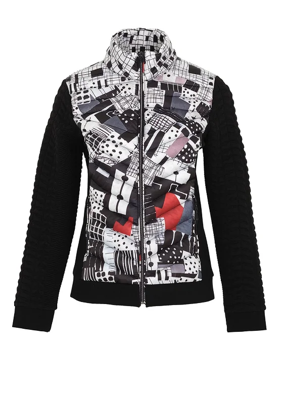 Crazy Savings Dolcezza Mixed Media Geo Print Jacket, Black