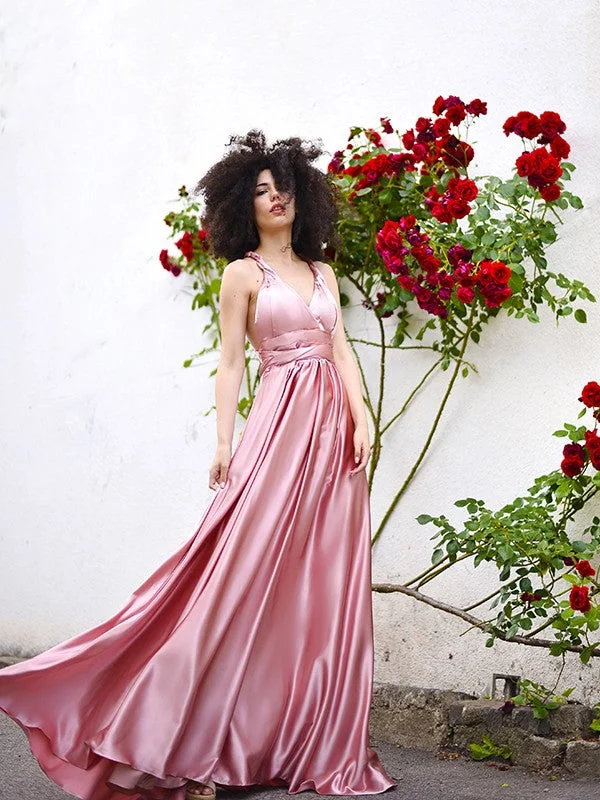 Act Fast A-Line/Princess Silk like Satin Sleeveless Sash/Ribbon/Belt Spaghetti Straps Floor-Length Dresses Act Fast A-Line/Princess Silk like Satin Sleeveless Sash/Ribbon/Belt Spaghetti Straps Floor-Length Dresses