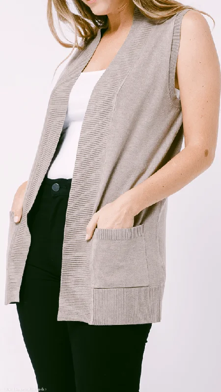 Deep Discounts Claire Sleeveless Open Front Cardigan (3 COLORWAYS)