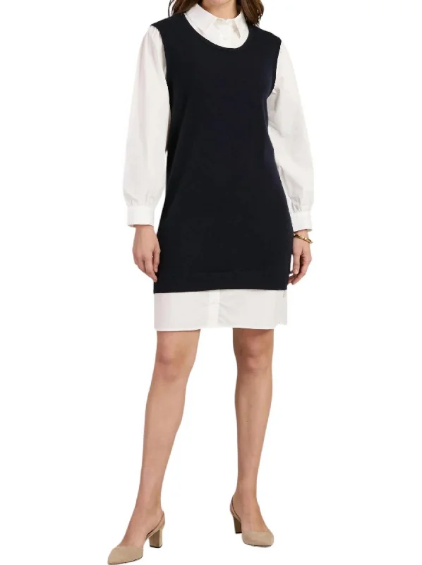 Daily Deals Scout Cashmere Dress In Navy/white