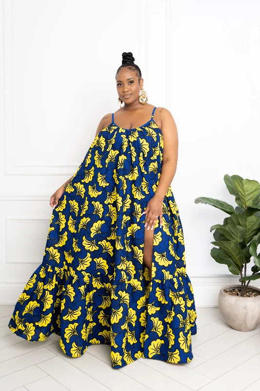 Deep Discounts OKORIE African print Summer Maxi dress