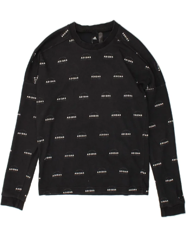 Crazy Deals ADIDAS Womens Graphic Sweatshirt Jumper UK 10 Small Black Cotton