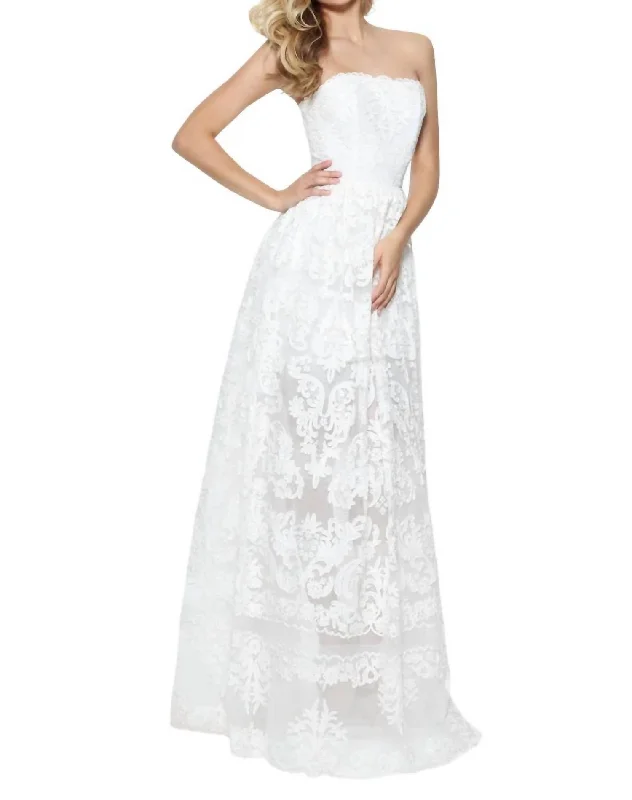 Price Blitz Strapless Long Prom Dress In Ivory