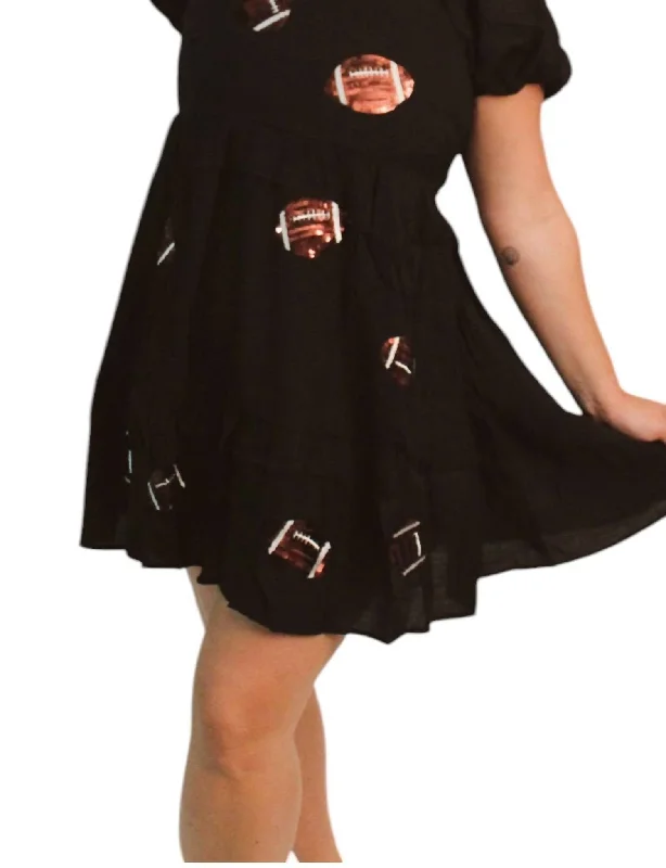 Sneak Peek Sale Mini Dress With Sequin Footballs In Black